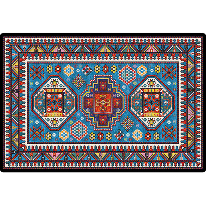 Turkish symmetrical geometric patterned carpet Multicolored polypropylene carpet Pet-friendly Non-slip Stain-resistant carpet for hallway | Bowlift