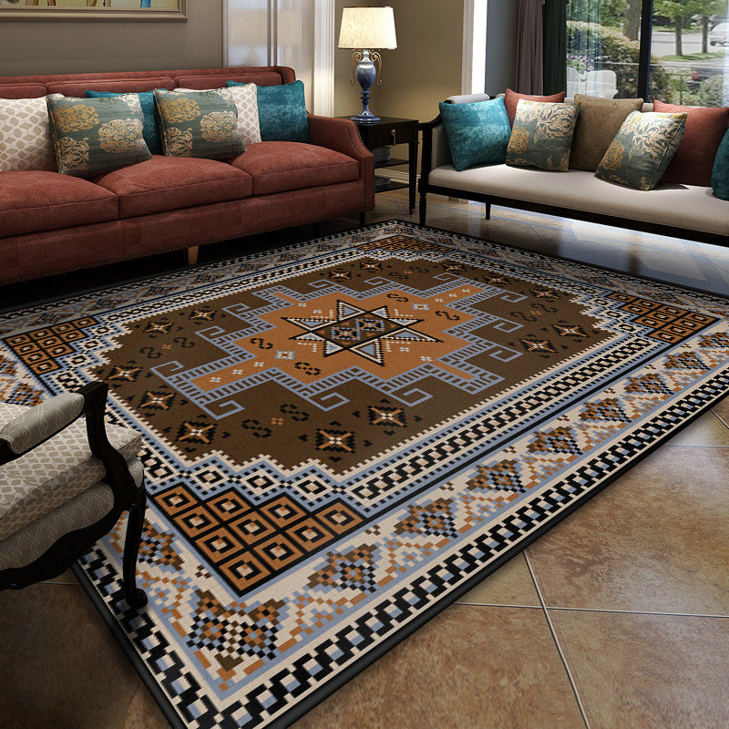 Turkish symmetrical geometric patterned carpet Multicolored polypropylene carpet Pet-friendly Non-slip Stain-resistant carpet for hallway | Bowlift