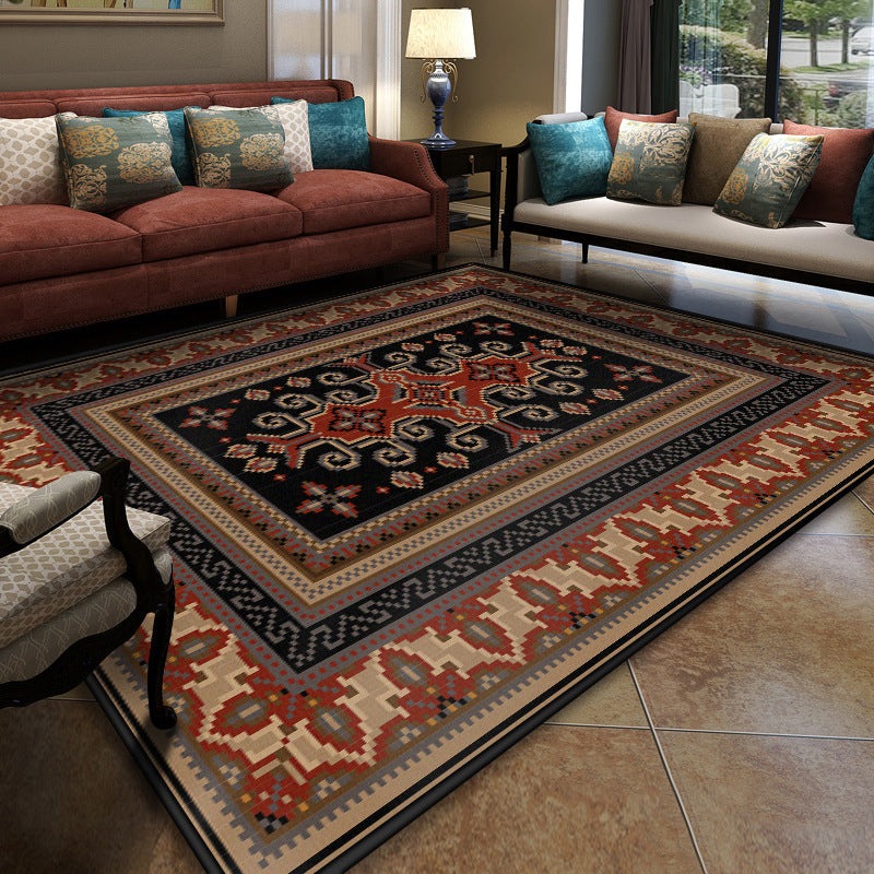 BowLift | Turkish symmetrical geometric pattern rug Multicolored polypropylene rug Pet-friendly Non-slip Stain-resistant rug for hallway