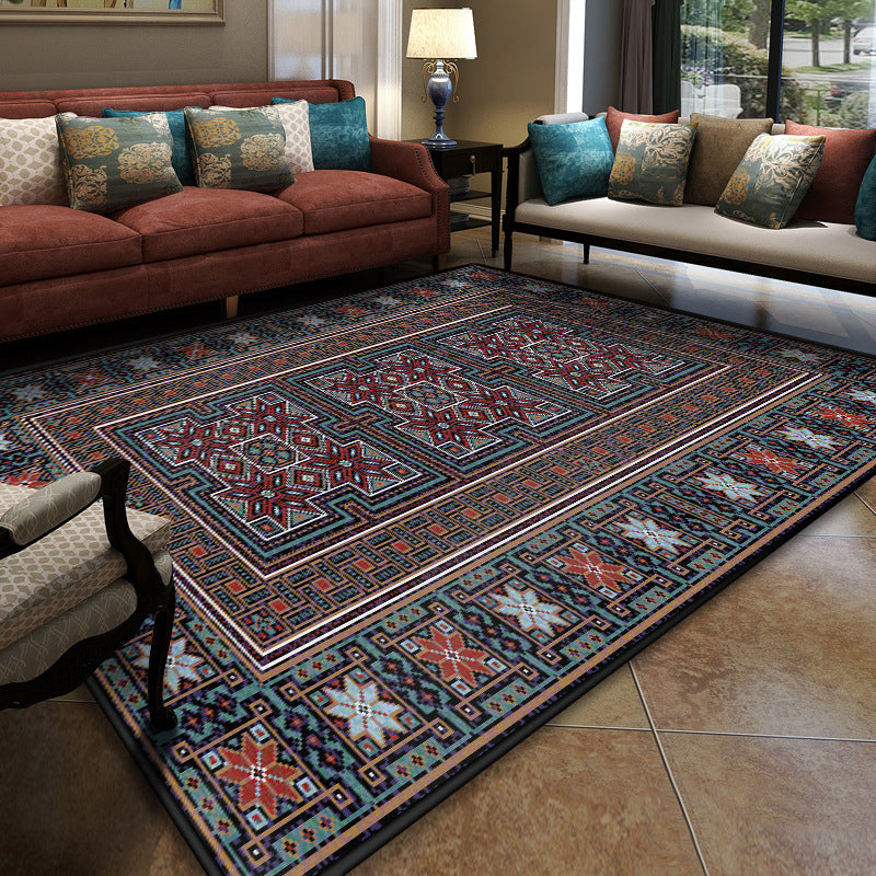 BowLift | Turkish symmetrical geometric pattern rug Multicolored polypropylene rug Pet-friendly Non-slip Stain-resistant rug for hallway