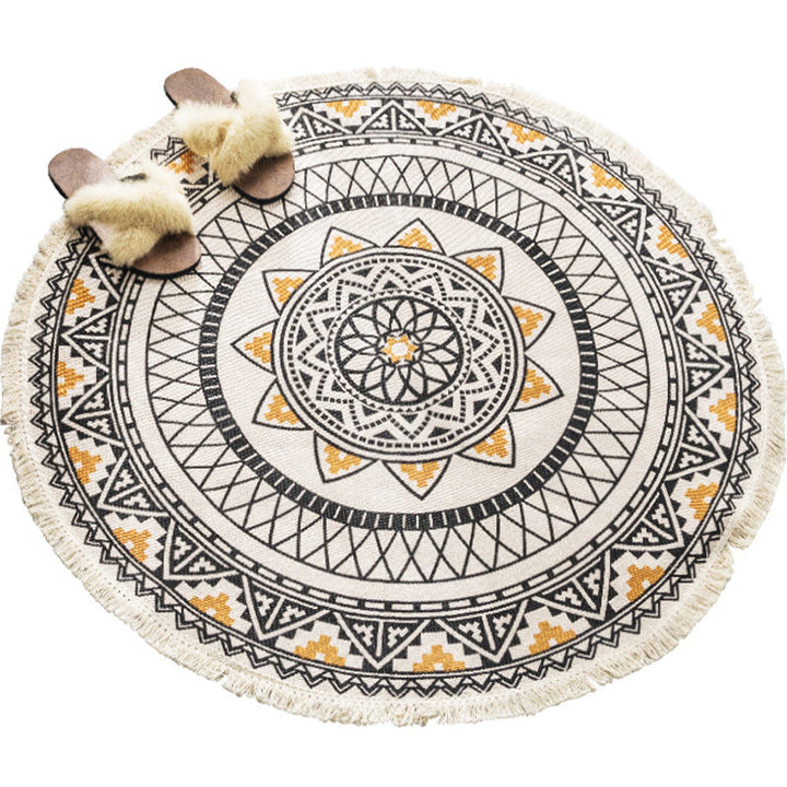 BowLift | Boho-Chic Bedroom Rug Multicolored Mandala Rug Made of Cotton Washable Area Rug