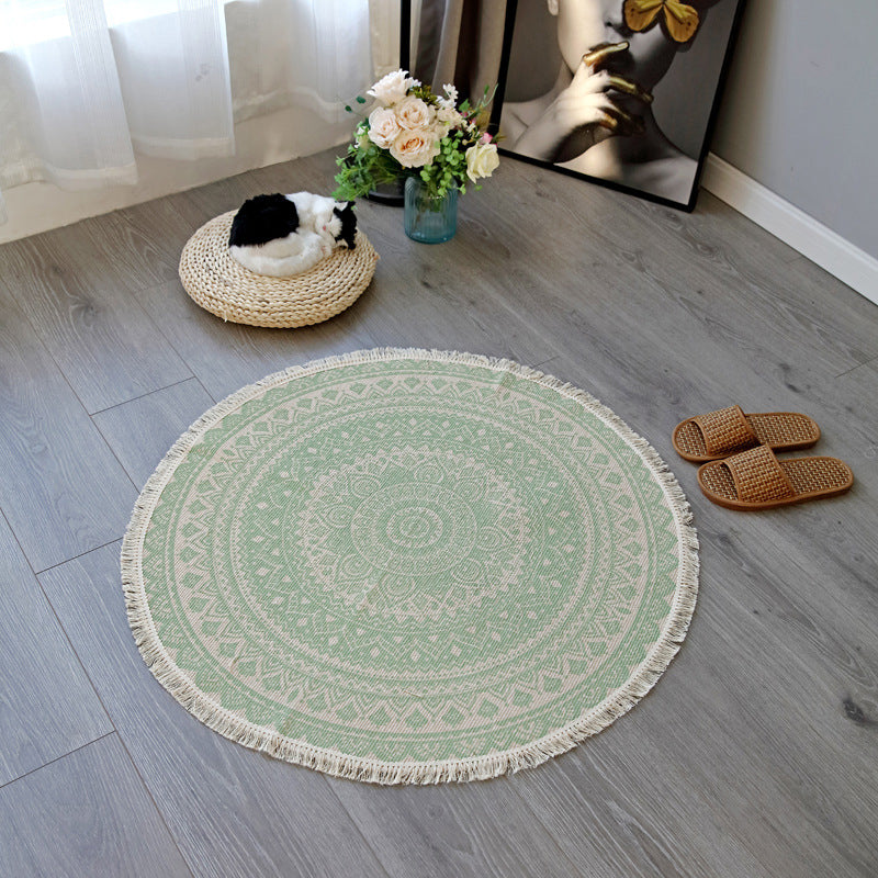BowLift | Boho-Chic Bedroom Rug Multicolored Mandala Rug Made of Cotton Washable Area Rug