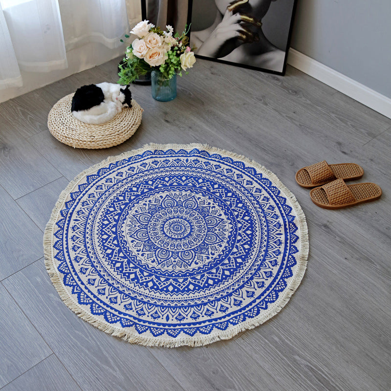 BowLift | Boho-Chic Bedroom Rug Multicolored Mandala Rug Made of Cotton Washable Area Rug
