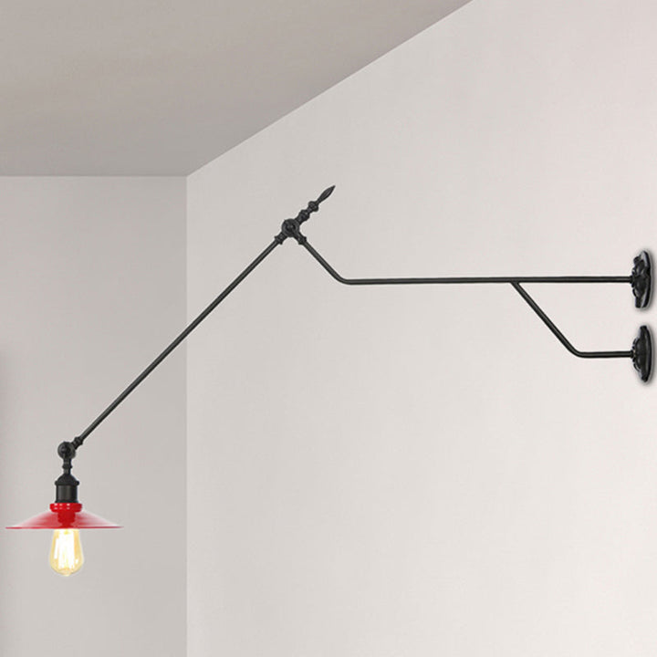 BowLift | Metal Black/Red/White Wall Lamp Cone Shade 1-Light Industrial Wall Lighting for Living Room