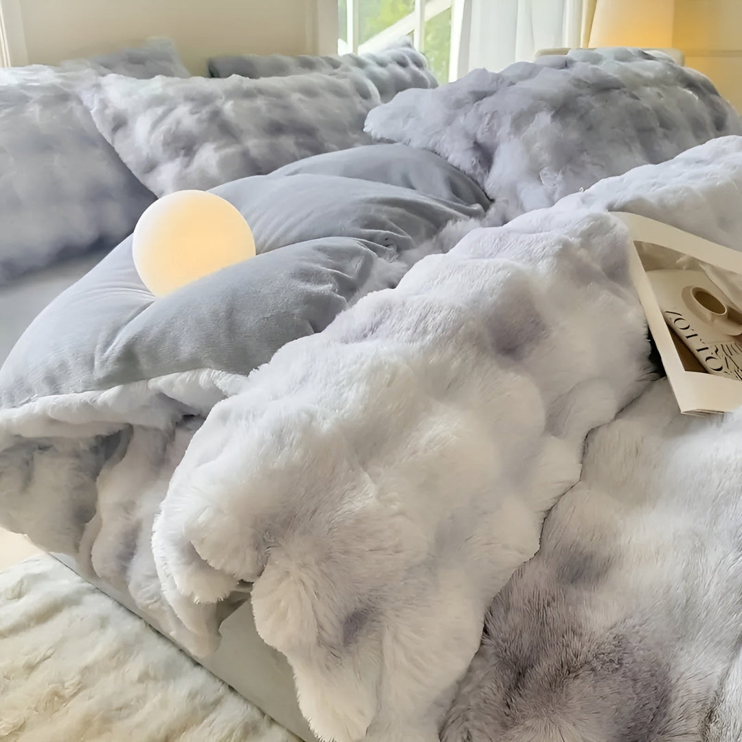 Cozy Plush Bedding Set – Warm and Soft for Autumn & Winter | ReversiBowlifte Design in Rabbit Fur & Milk Velvet | Bowlift