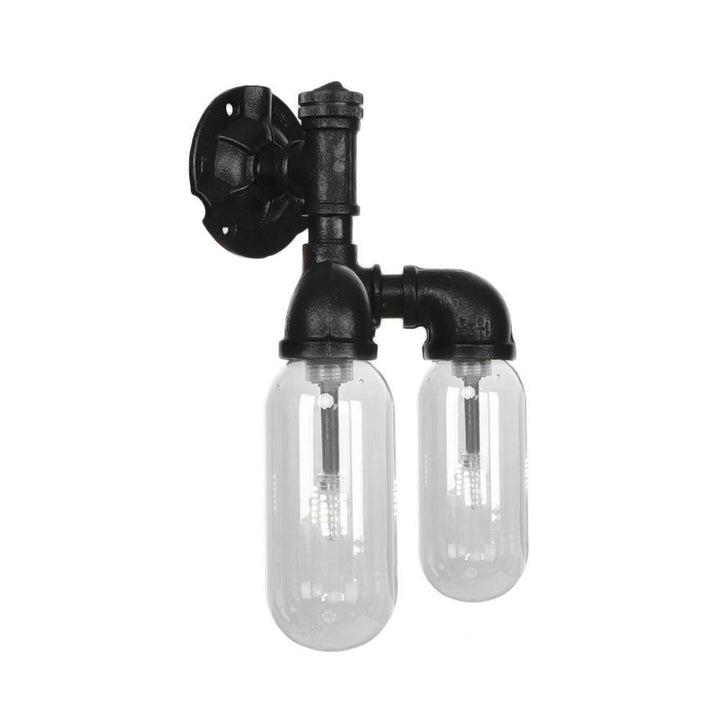 BowLift | Capsule Shade Bedroom Wall Light Industrial Metal 2 Lights Black Wall Light with Pipe Design