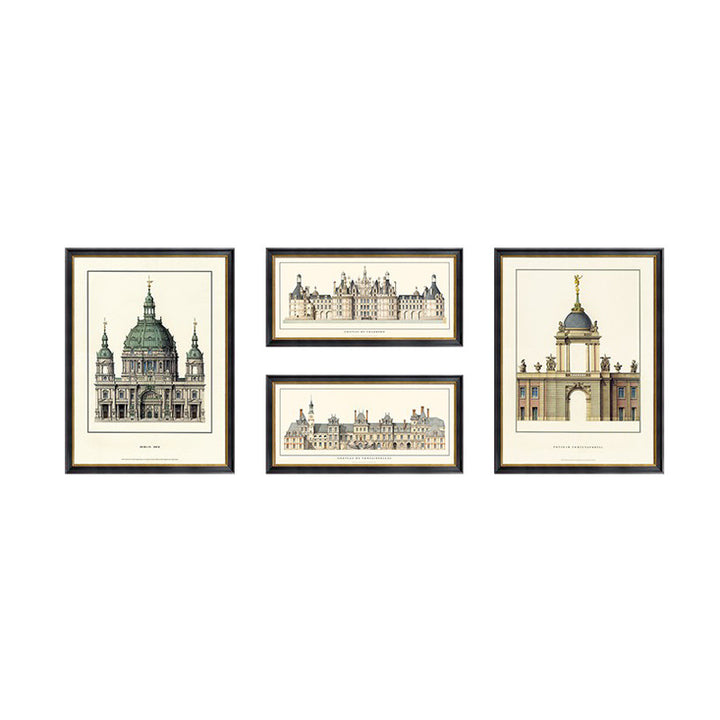 Vintage Architectural Print Wall Decor Set