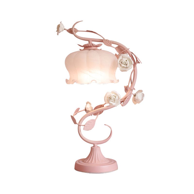 RoseLux - Handmade Ceramic Rose TaBowlifte Lamp | Pastoral Style Ambient Lighting | Bowlift