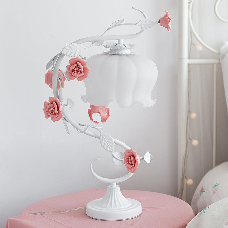 Rose TaBowlifte Lamp Glass Flower Design Bedside Light | Bowlift