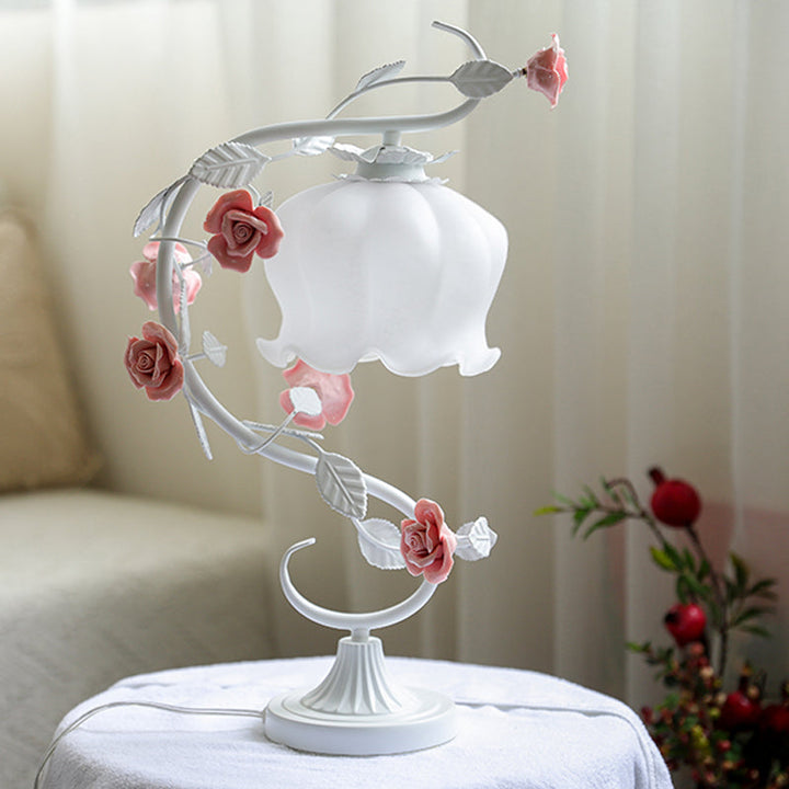 Rose TaBowlifte Lamp Glass Flower Design Bedside Light | Bowlift