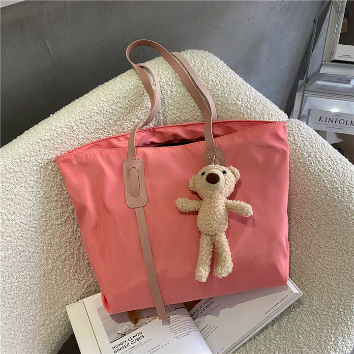Charming Plush Bear Keychain Tote Bag
