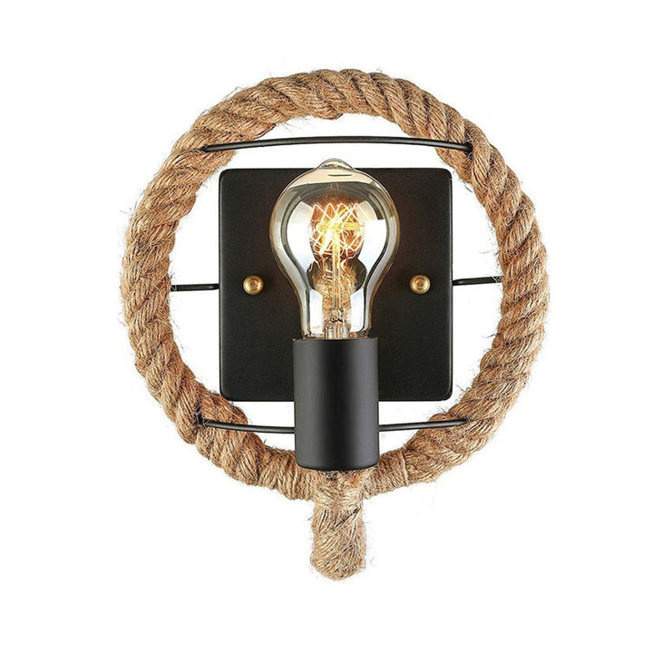 BowLift | Beige A light wall lamp light industrial rope round/oval shade wall lighting fixture for dining room