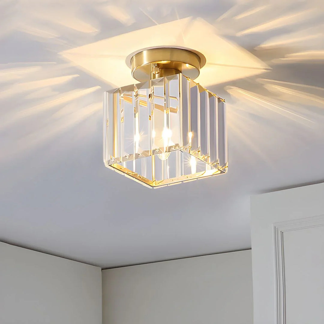BowLift | Modern Crystal Ceiling Light with Gold and Black Accents – Stylish Lighting for Your Home