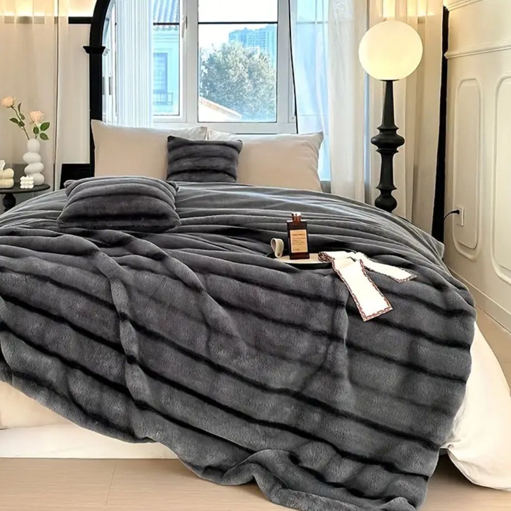 BowLift | Ruched Faux Rabbit Fur Blanket