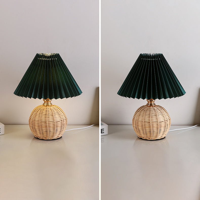 BowLift | RattaLume Nordic LED Table Lamp | Woven Rattan & Foldable Fabric Shade | Mood Light | Decor for the Bedroom