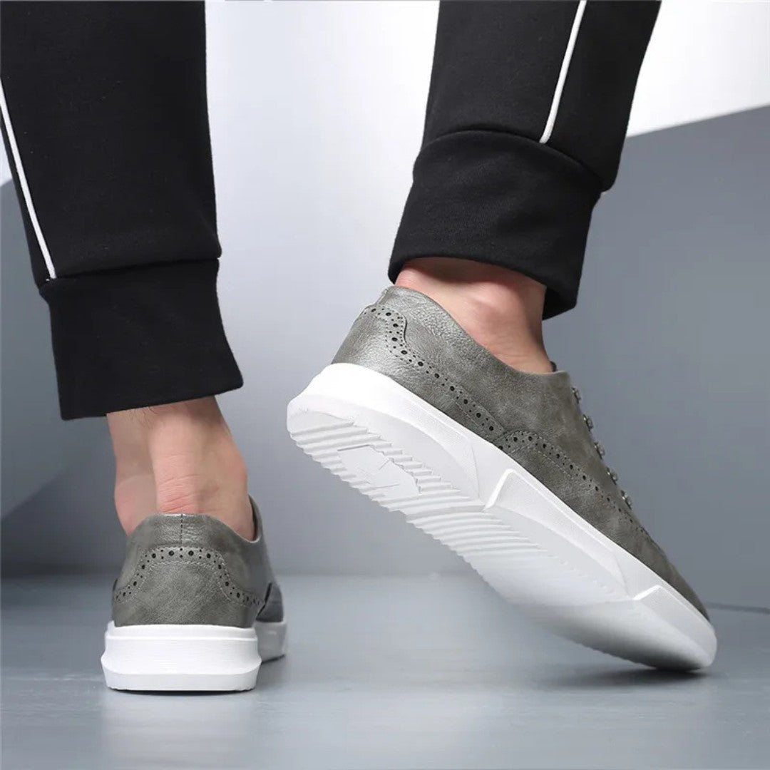 Leather Brogue Sneakers with Rubber Sole