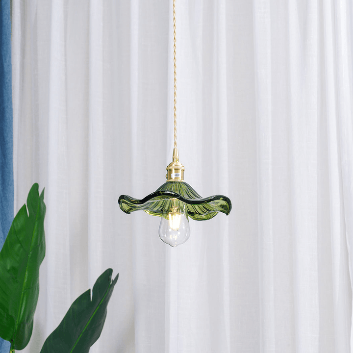 BowLift | Elegant Hibiscus Flower Pendant Light – Glass & Brass Hanging Lamp