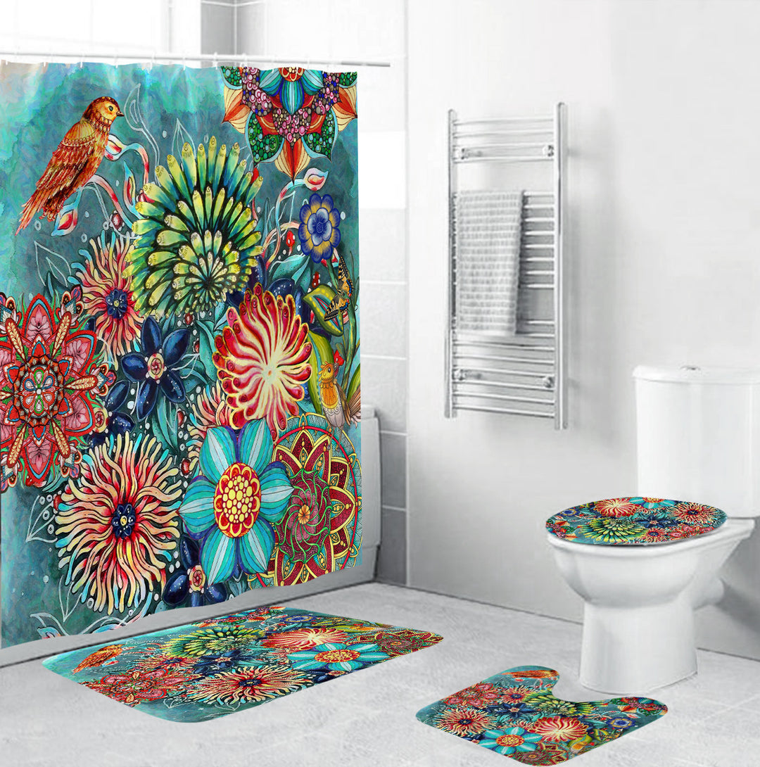 Artistic Floral Bath Decor Set Bowlift