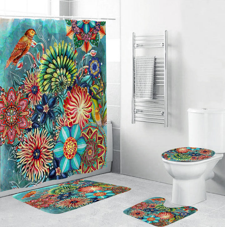 Artistic Floral Bath Decor Set Bowlift