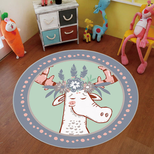BowLift | Multi Color Cartoon Rug Polyester Animal Pattern Rug Non-Slip Back Stain-Resistant Machine Washable Rug for the Children's Room