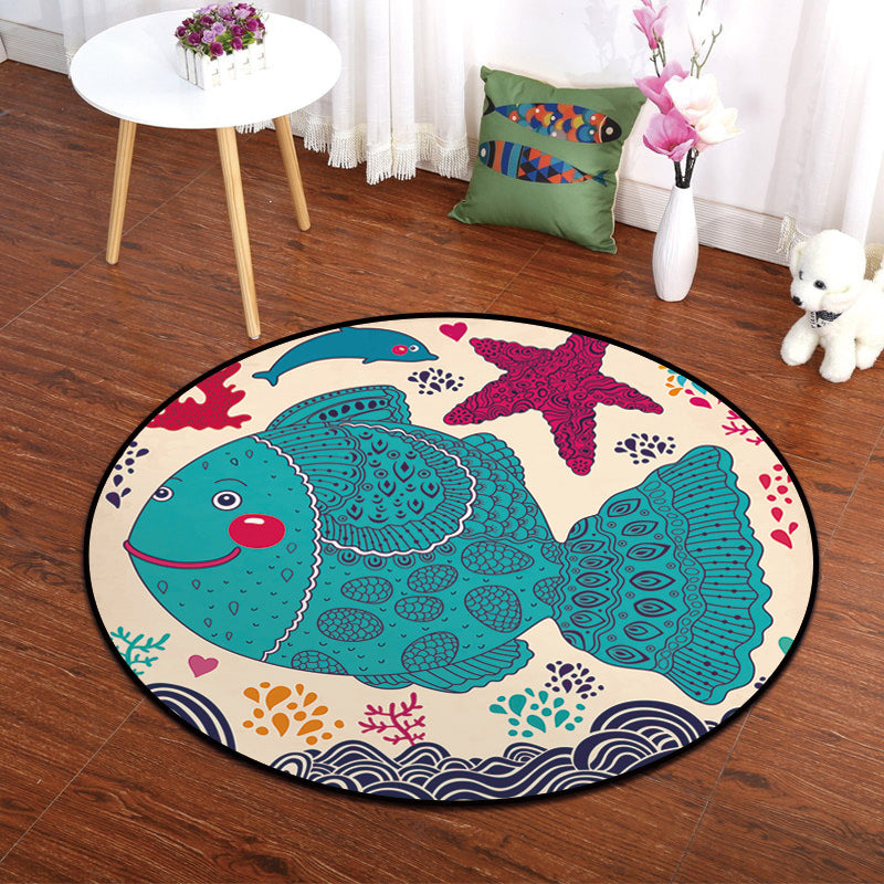 BowLift | Multicolor Animal Painting Print Carpet Polypropylene Cartoon Rug Non-slip Backing Pet-friendly Stain-resistant Carpet for Children's Room