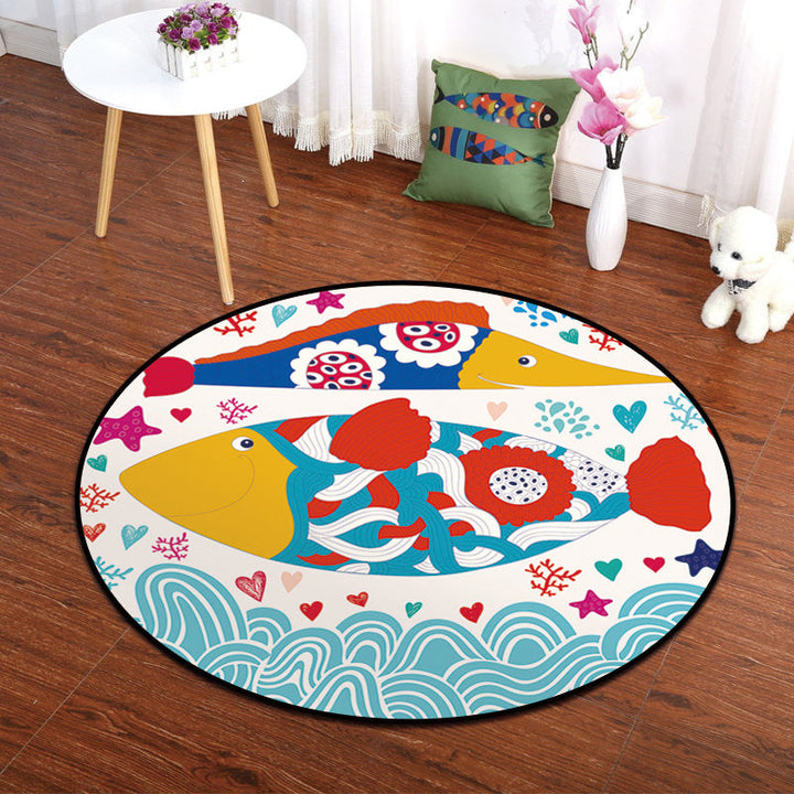 BowLift | Multicolor Animal Painting Print Carpet Polypropylene Cartoon Rug Non-slip Backing Pet-friendly Stain-resistant Carpet for Children's Room