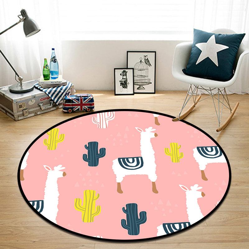 BowLift | Beautiful Multi Color Cartoon Rug Synthetic Scandinavian Rug Non-Slip Machine Washable Stain Resistant Carpet for Children’s Room