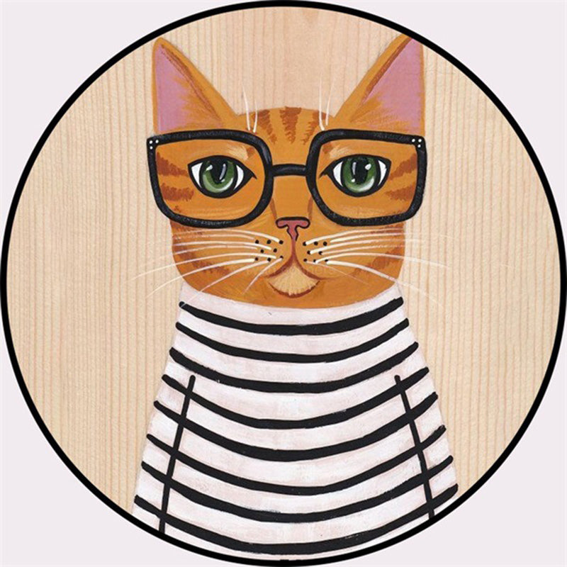 BowLift | Cool Multicolored Men's Cat Rug Polyester Cartoon Rug Pet-Friendly Non-Slip Washable Rug for the Bedroom