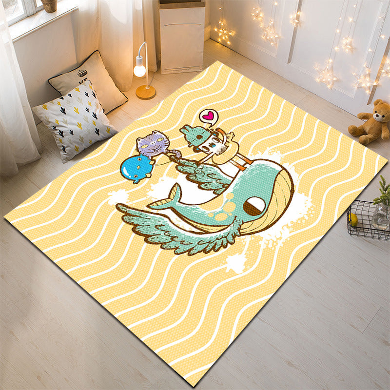 BowLift | Nordic Style Animal Rug Multicolor Synthetic Carpet Washable Stain Resistant Non-Slip Rug for Children's Room