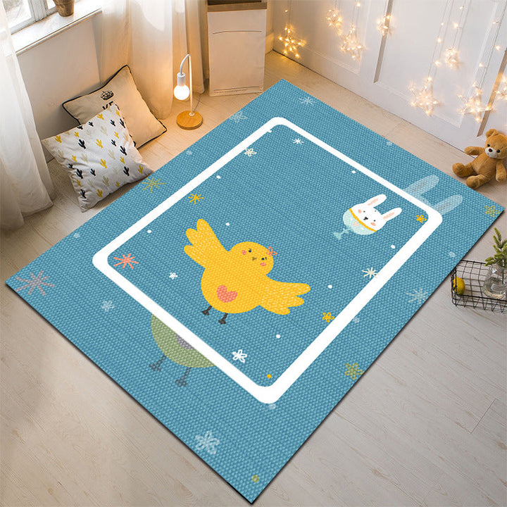 BowLift | Nordic Style Animal Rug Multicolor Synthetic Carpet Washable Stain Resistant Non-Slip Rug for Children's Room