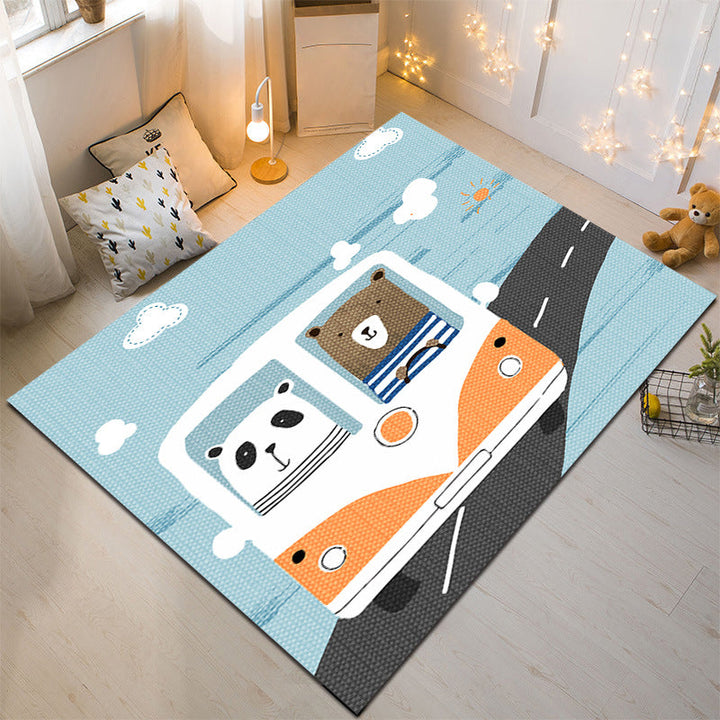 BowLift | Nordic Style Animal Rug Multicolor Synthetic Carpet Washable Stain Resistant Non-Slip Rug for Children's Room