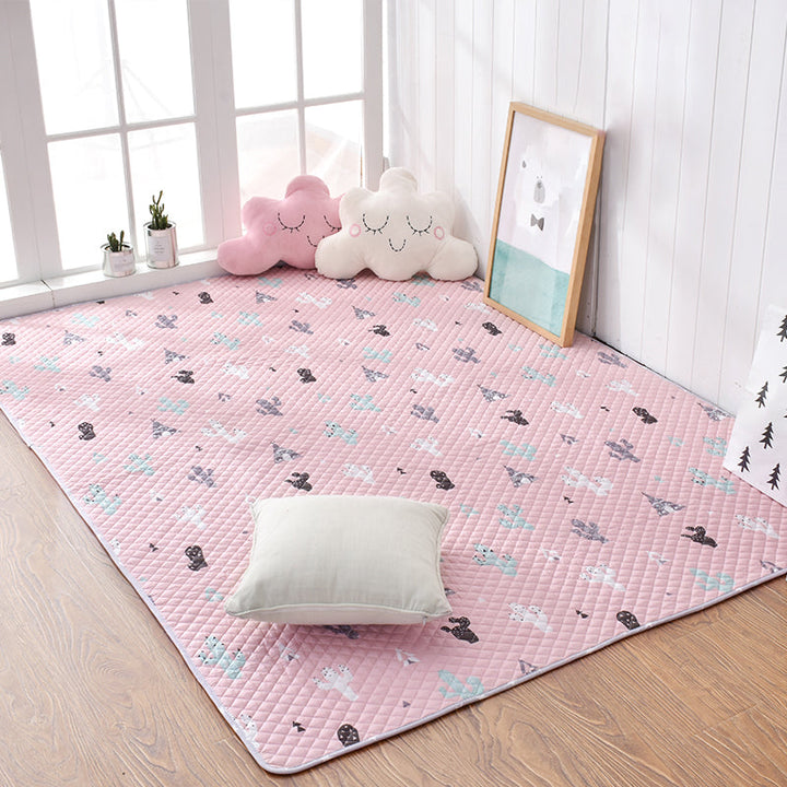BowLift | Soft Animal Print Quilted Rug Multi Color Cartoon Rug Cotton Easy Care Rug for Children's Room