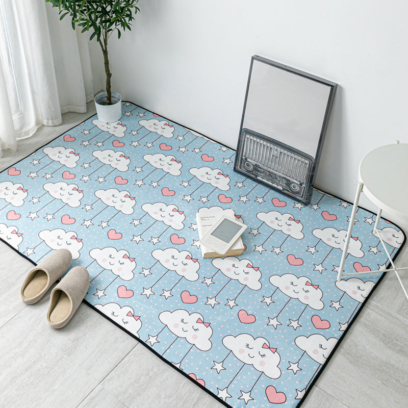 BowLift | Multicolor Geometric Carpet Polyester Cartoon Rug Pet Friendly Non-Slip Stain Resistant Rug for Children's Room