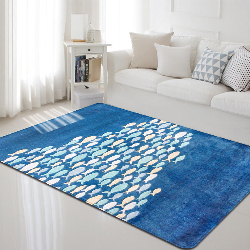BowLift | Multi-Color Marine Life Rug Polyester Nordic Rug Washable Pet-Friendly Non-Slip Rug for the Living Room