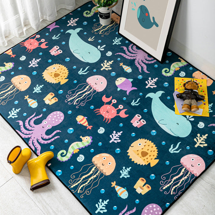 BowLift | Multi-Color Kids Room Rug Cartoon Animal Indoor Rug Synthetic Washable Non-Slip Pet-Friendly Rug