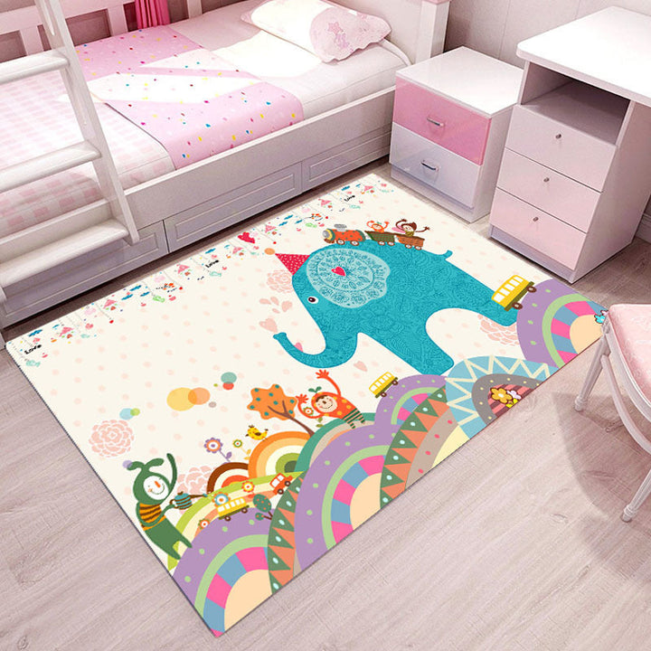 BowLift | Multi-Colored Cartoon Carpet Polyester Educational Pattern Carpet Pet-Friendly Stain-Resistant Non-Slip Carpet for Children's Bedroom