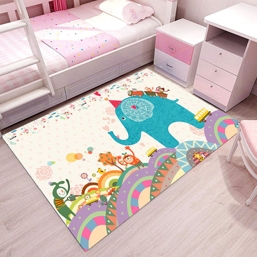 BowLift | Multi-Colored Cartoon Carpet Polyester Educational Pattern Carpet Pet-Friendly Stain-Resistant Non-Slip Carpet for Children's Bedroom