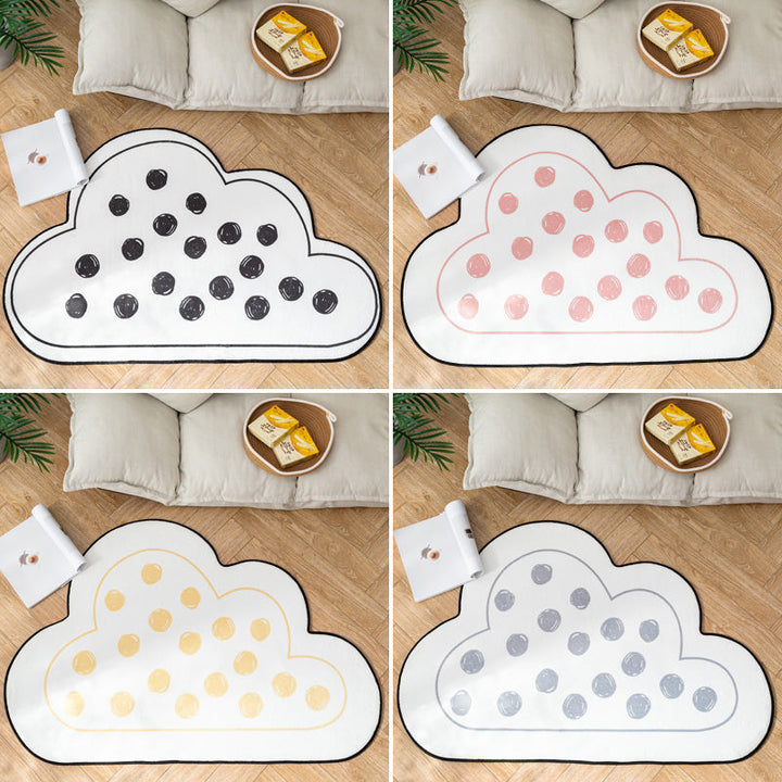 BowLift | Novelty Children Area Rug Multicolor Raindrop Cloud Shape Rug Non-Slip Backing Washable Pet-Friendly Rug for Bedroom
