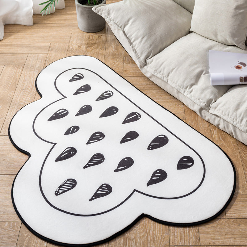BowLift | Novelty Children Area Rug Multicolor Raindrop Cloud Shape Rug Non-Slip Backing Washable Pet-Friendly Rug for Bedroom