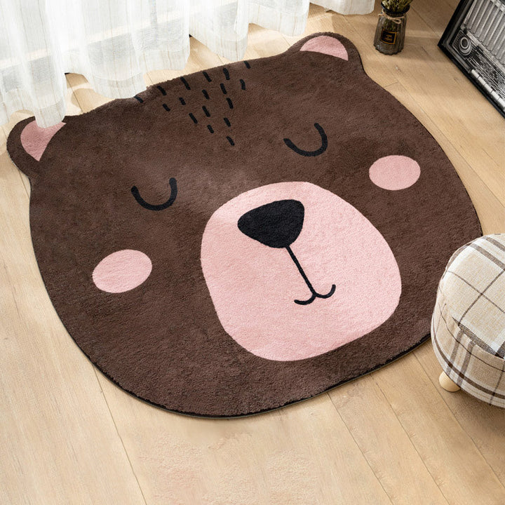 BowLift | Multi Color Kids Carpet Cartoon Animal Head Pattern Rug Polyester Non-Slip Back Stain Resistant Machine Washable Rug