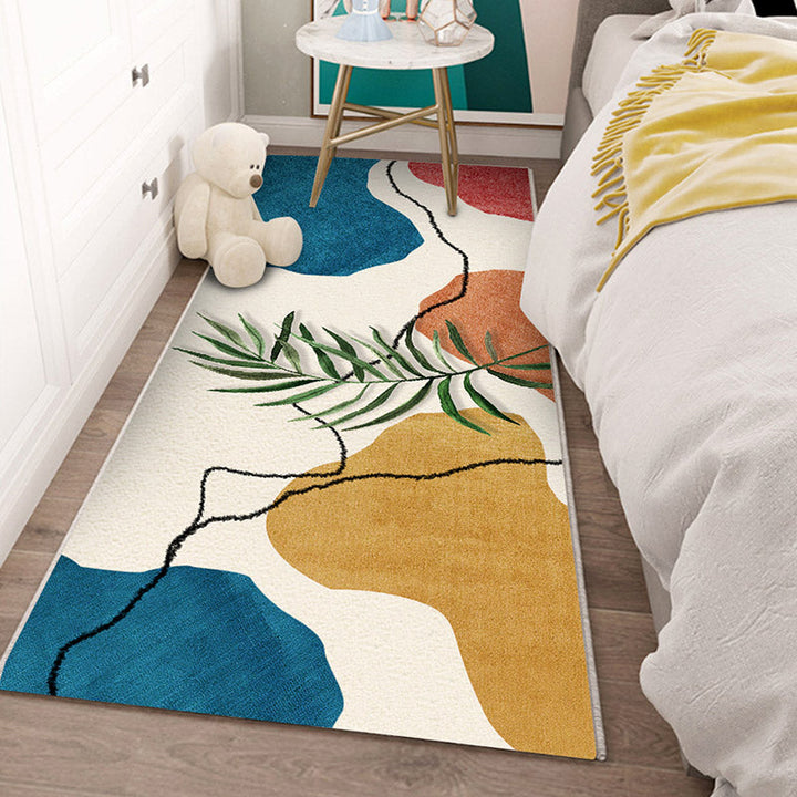 BowLift | Multi-Color Scandinavian Rug Polyester Geometric Rug Non-Slip Stain Resistant Machine Washable Rug for Bedroom