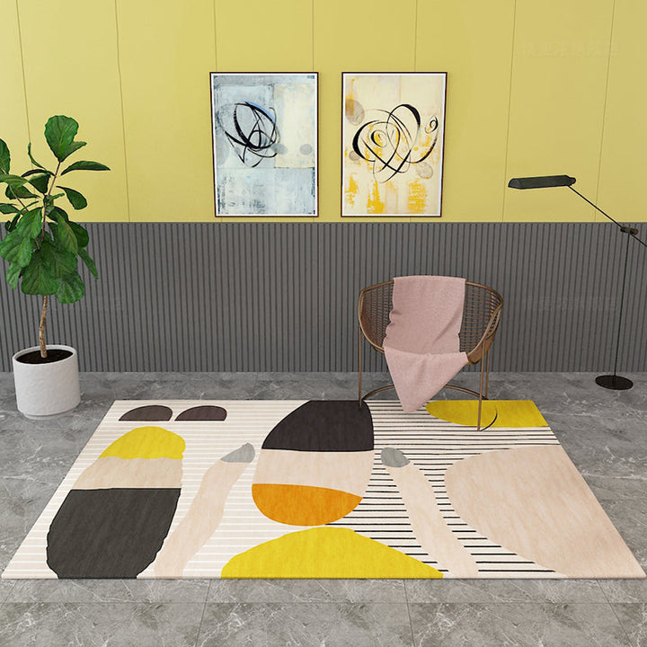 BowLift | Multicolor Color-Blocking Rug Synthetic Contemporary Rug Non-Slip Machine Washable Stain Resistant Rug for the Living Room