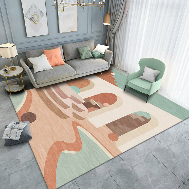 BowLift | Nordic Living Room Rug Morandi Color Castle Interior View Rug Polypropylene Stain Resistant Pet Friendly Non-Slip Backing Rug