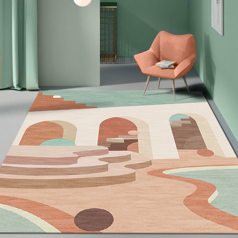 BowLift | Nordic Living Room Rug Morandi Color Castle Interior View Rug Polypropylene Stain Resistant Pet Friendly Non-Slip Backing Rug