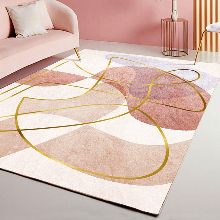 BowLift | Morandi Color Living Room Rug Nordic Color Block with Twisted Line Rug Polypropylene Non-Slip Washable Stain Resistant Rug