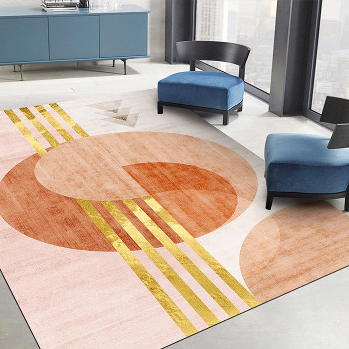 BowLift | Morandi Color Living Room Rug Nordic Color Block with Twisted Line Rug Polypropylene Non-Slip Washable Stain Resistant Rug
