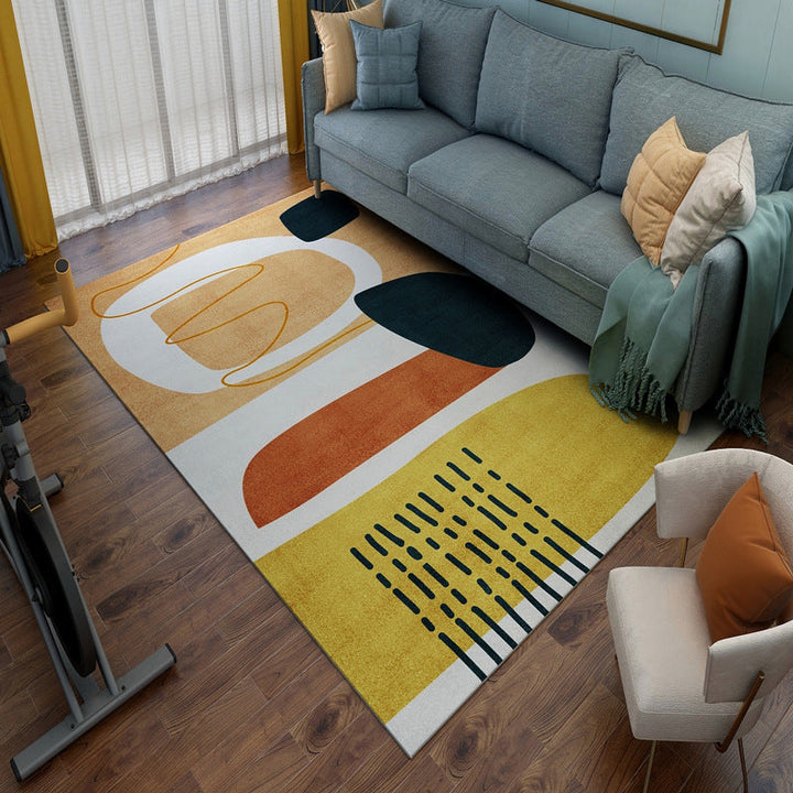BowLift | Aesthetics Mid-Century Carpet Multicolored Geometric Carpet Stain Resistant Non-Slip Machine Washable Carpet for Living Room