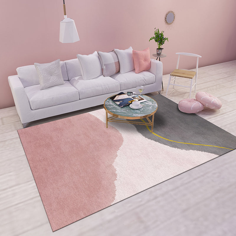 BowLift | Multi-Color Abstract Pattern Rug Synthetic Postmodern Rug Stain Resistant Washable Non-Slip Rug for Girls Bedroom