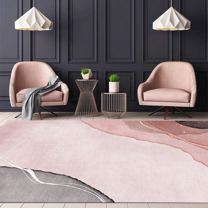 BowLift | Multi-Color Abstract Pattern Rug Synthetic Postmodern Rug Stain Resistant Washable Non-Slip Rug for Girls Bedroom