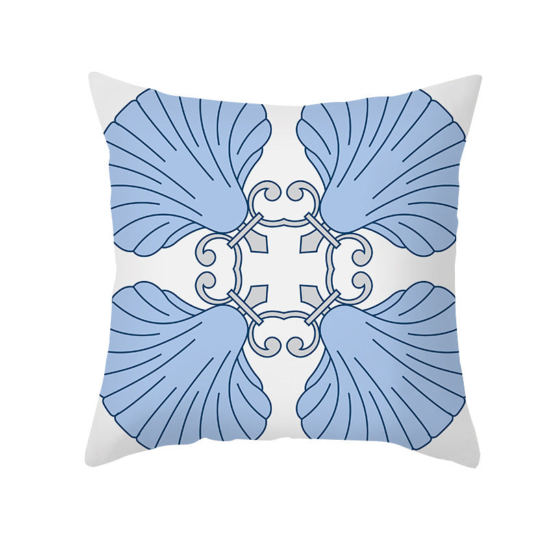Square Modern Geometric Tile-Pattern Linen-Blend Throw Pillow Cover